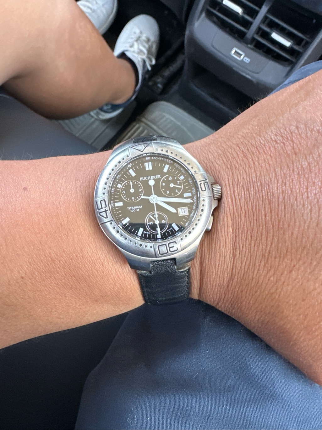 Bucherer Titanium Black Dial Mens Chronograph Watch